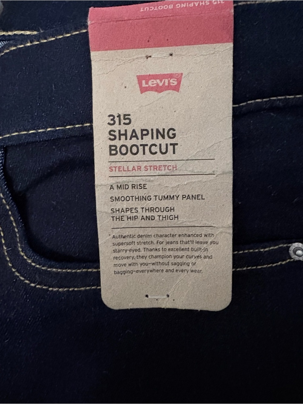 Levi's dark indigo denim jeans with contrast stitching